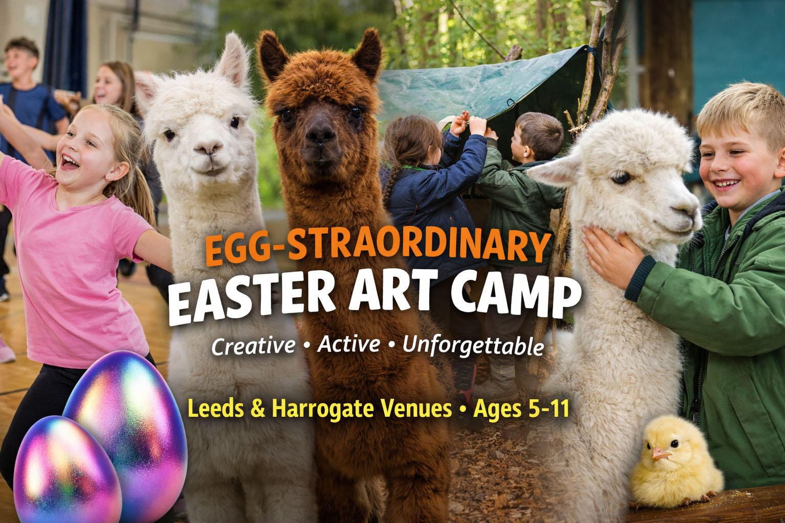 Easter- Homepage alpacas with kids having fun
